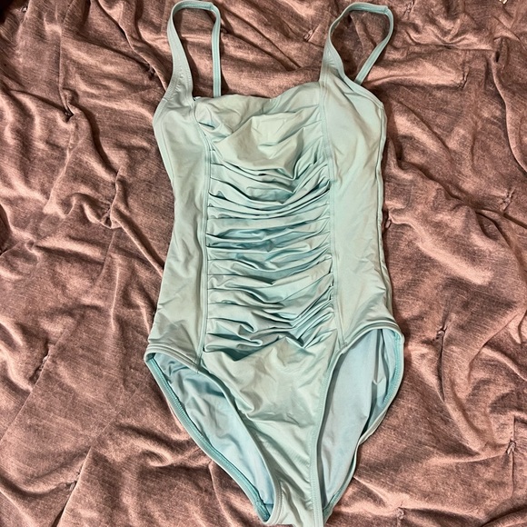 Blue Ruched tummy control Calvin Klein swim / bathing suit size 6 - Picture 2 of 16